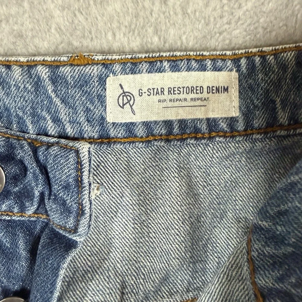 G Star Raw Lanc 3D Tapered Jeans Mens 34x32 Restored Denim Distressed Button Fly